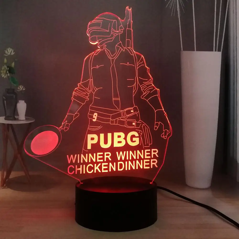 PUGB игровой светодиодный ночник с прикроватной тумбочкой Winner Chicken Dinner USB Touch разноцветные 3D лампы Playerunknown's battlegrounds подарок