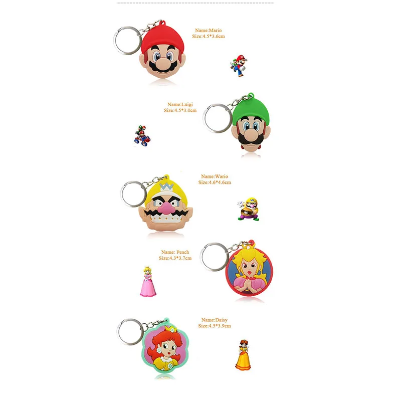 1 шт. брелок из ПВХ Мини Аниме мультяшная фигурка Super Mario Bro для ключей детская