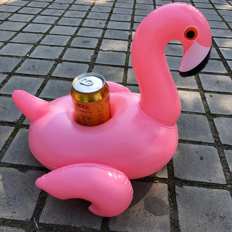 

1pc Mini Cute Flamingo Drink Can Holder PVC Inflatable Floating Swimming Pool Bathing Beach Party Beverage Boats Phone Kids Toy