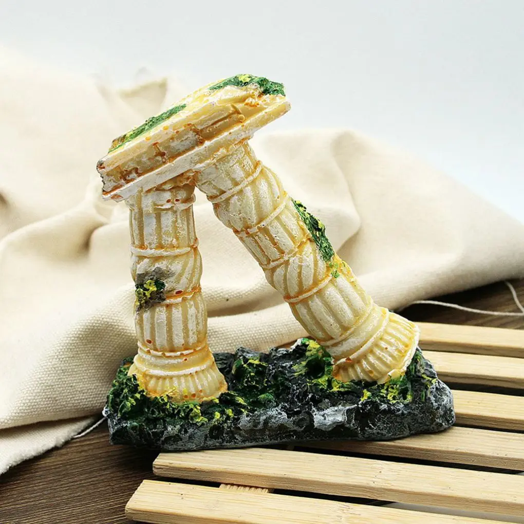 1pcs Resin Roman Column Aquarium Decorations Fish Tank Landscape Ornament Whitein Decorations