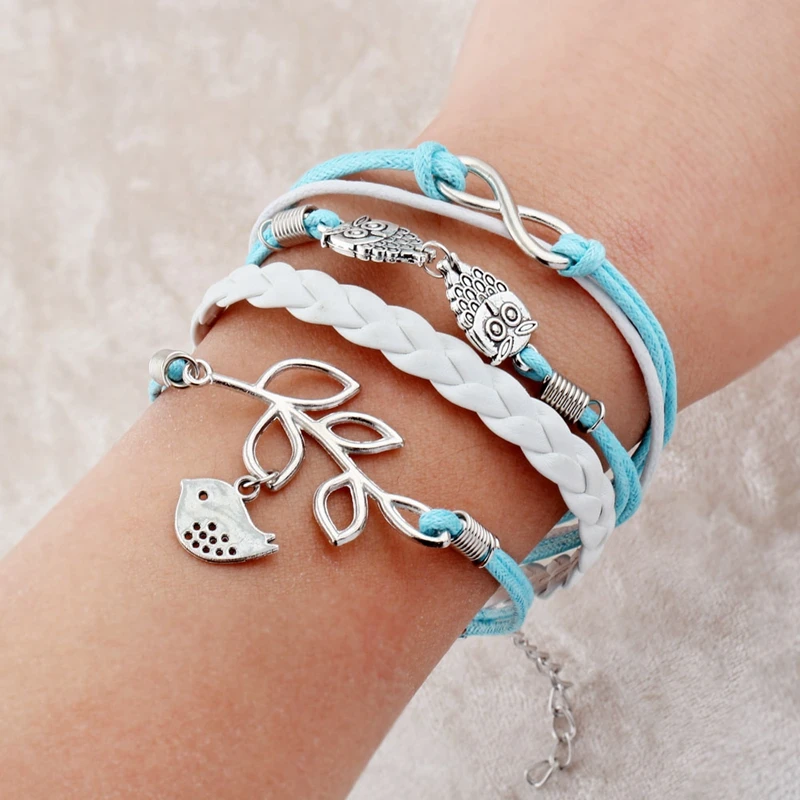 Hot selling armbanden voor vrouwen owl leaf bird bracelets pulseras