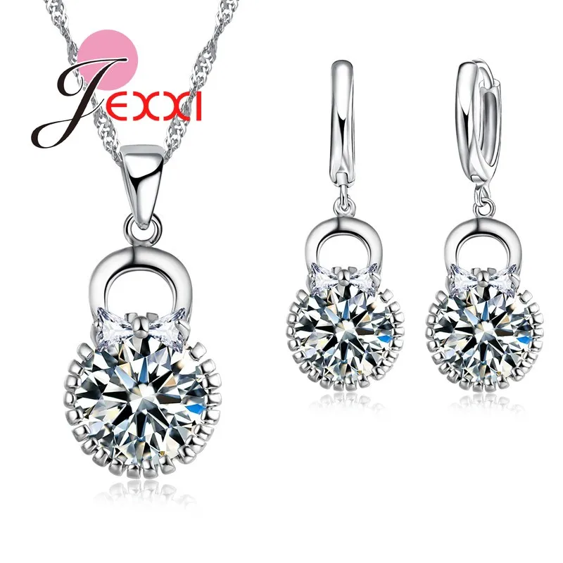 Brand Clock Fashion Necklace Earring 925 Sterling Silver Jewelry Set For Women Wedding Bridal Jewellery Sets | Украшения и