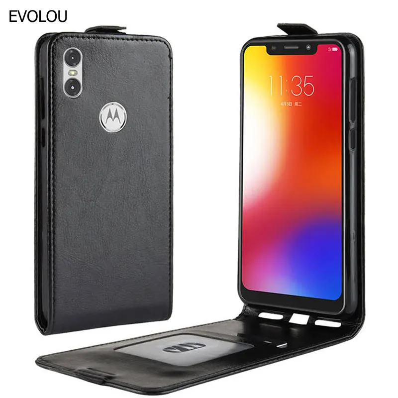 Вертикальный кожаный чехол книжка для Motorola Moto One деловой Магнитный телефона P30 Play