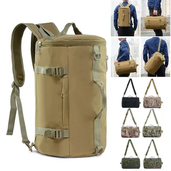 

Large Capacity Canvas Round Bucket Backpack Male Mountaineering Hiking Travel Army Military Shoulder Bags Gym Bag Fitness