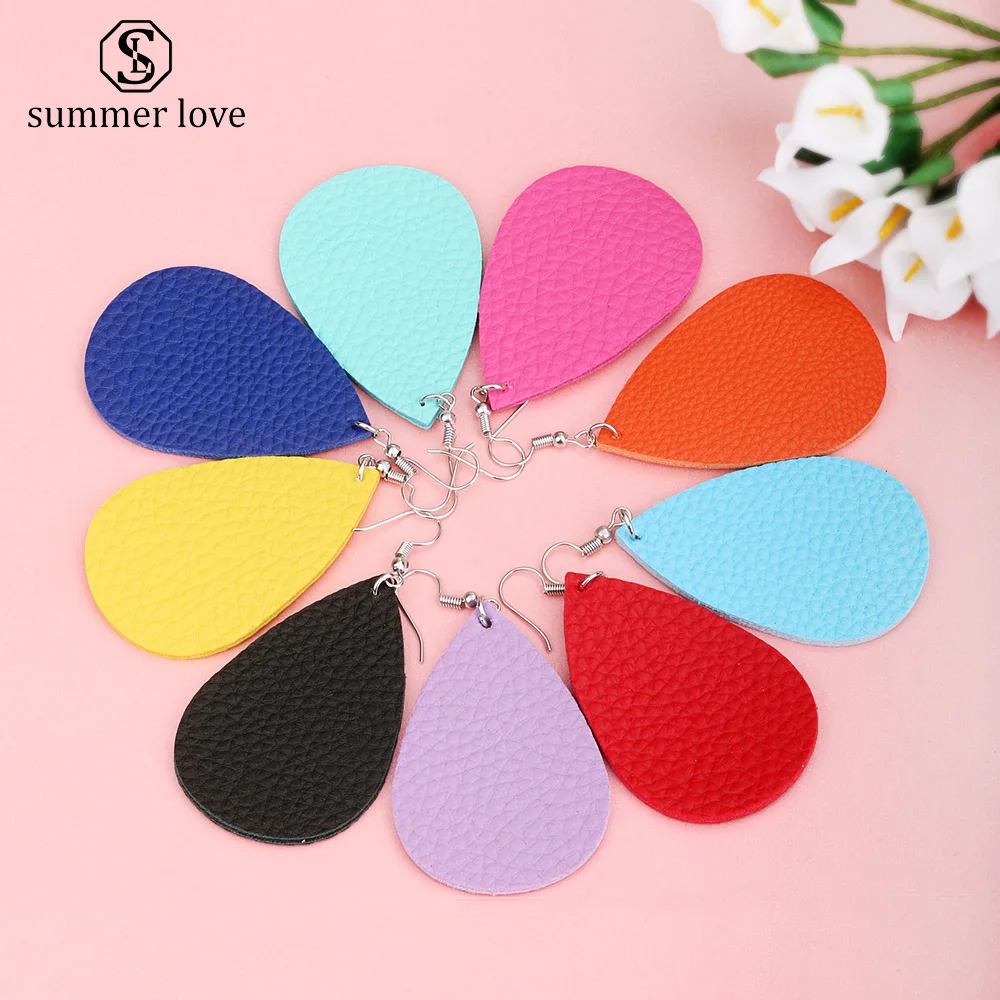 Boho Fashion Faux Leather Earrings for Women Trendy Designer Earings Teardrop Genuine Dangle Big Statement Jewelry | Украшения и