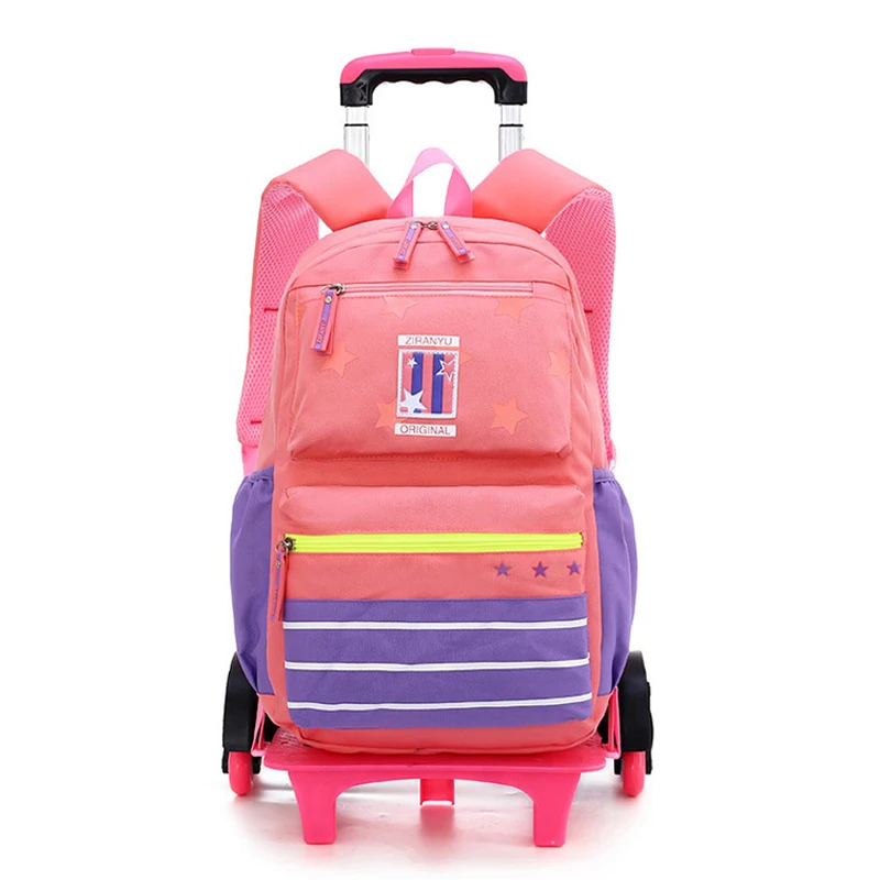 

GRADE 2-6 Kids Trolley Schoolbag Luggage Book Bags boys girls Backpack Latest Removable Children School Bags 2/6 Wheels Stairs