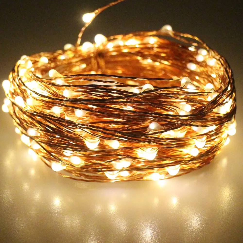 Us 19 67 18 Off 5 Modes 30m 300 Leds Outdoor Battery Powered Fairy Lights Warm White Copper Wire Led Starry Light String In