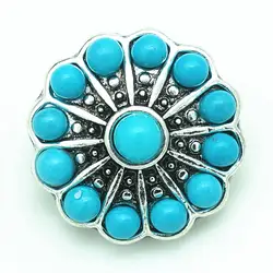 Новый Красота круглый голубой цветок из металла 18 мм застёжка, бусинка 18 мм кнопки ювелирные изделия оптом KZ1502