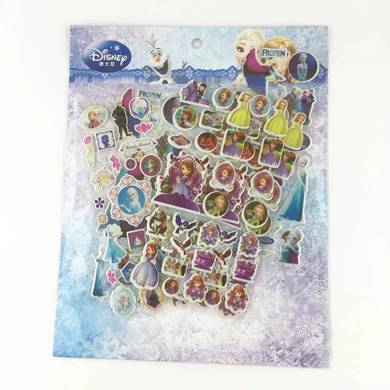 4 pcs/set 3D frozen elsa and Anna Stickers Mickey Mouse Pixar Cars Cartoon Princess Sophia Stickers Classic Toys for kids gift