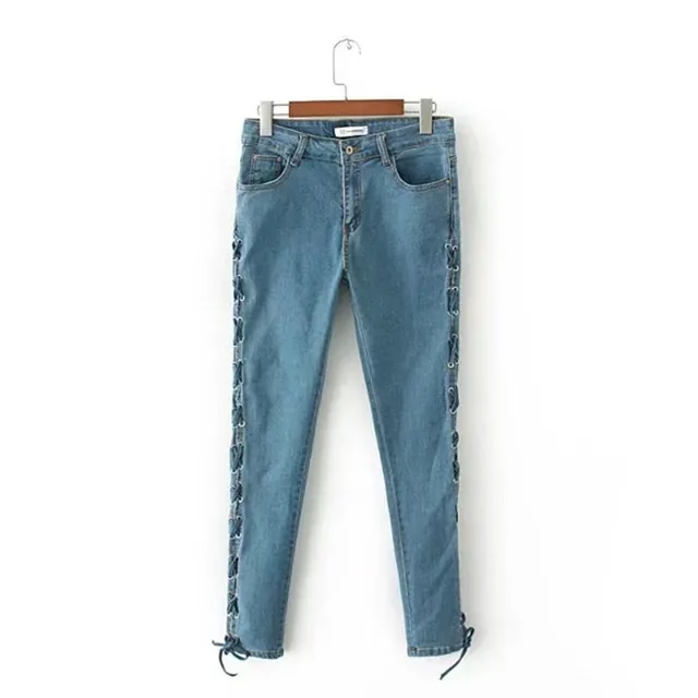 Skinny Jeans Side Straps New Stretch Women's Jeans Fashion Hole Casual