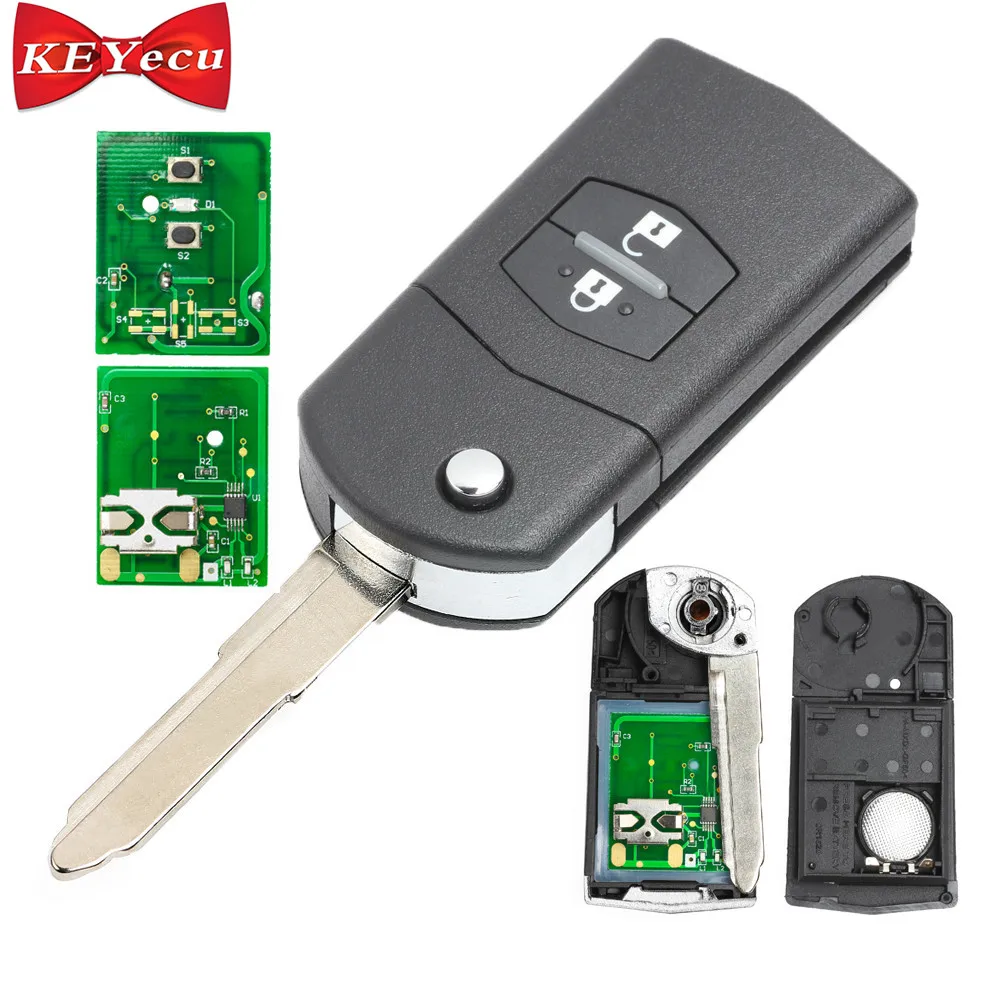 KEYECU Folding Remote key Car Starter 3 Button 433MHz 4D63 Chip for