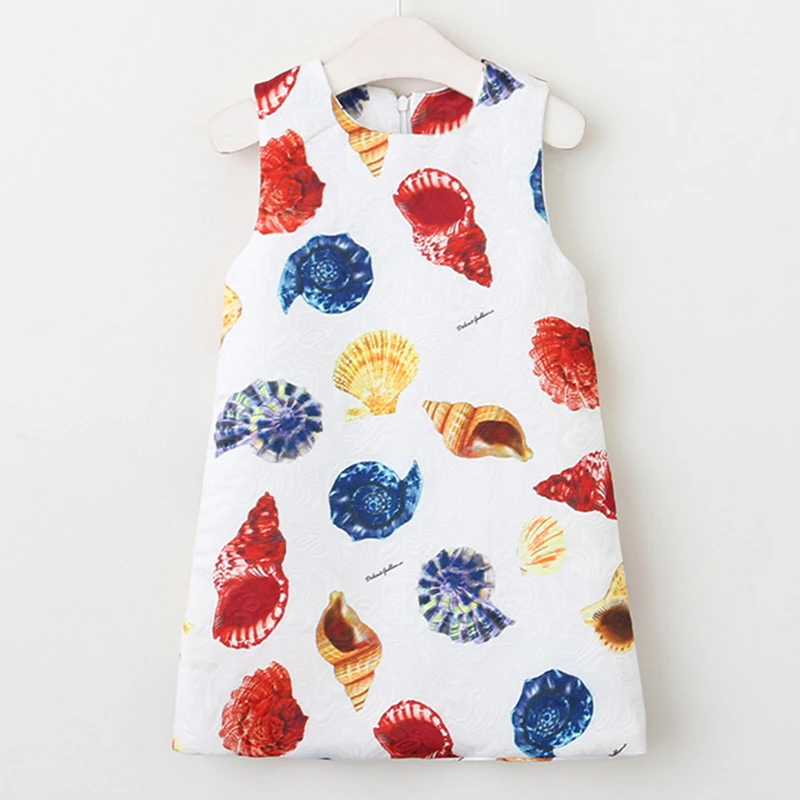 Новое Брендовое платье принцессы трапециевидные платья цвета слоновой кости для девочек детская одежда детское платье с геометрическим узором для девочек 3-8 лет