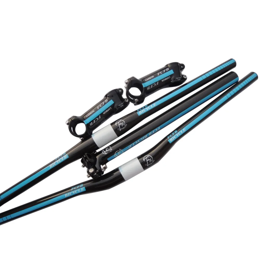 Fast shipping FCFB FW blue carbon MTB handlebar bicycle seat post stem