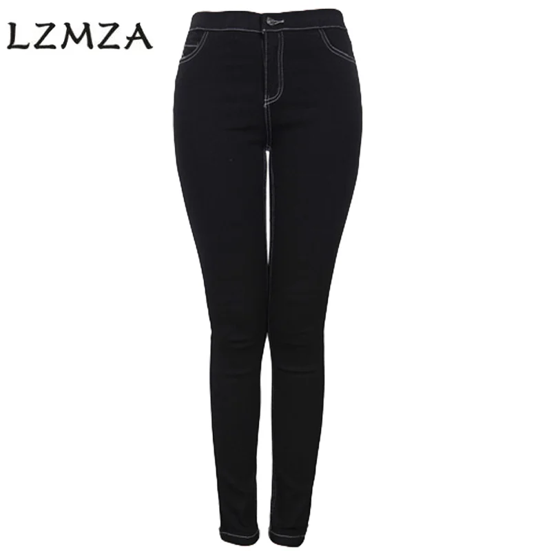 LZMZA 2017 Autumn Plus Size 5XL Stretch Women's Pants Black Pencil Ladies Cotton High Waist Elastic Skinny Trousers | Женская одежда