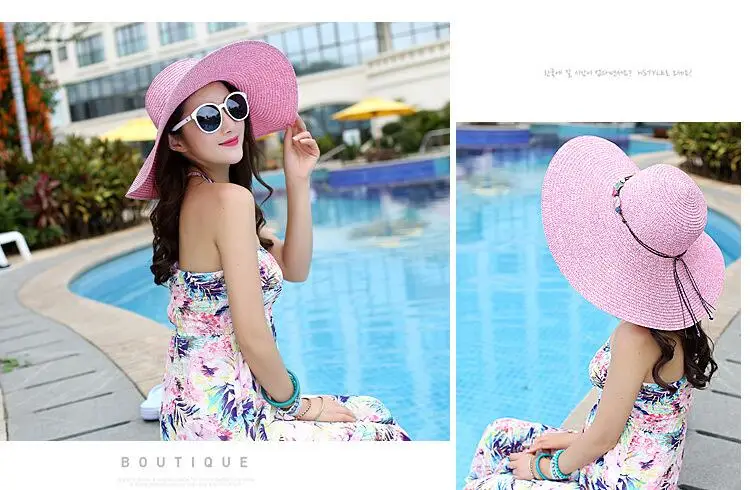 SUOGRY популярные женские шляпы от солнца с большими полями, цветная соломенная шляпа ручной работы, женская летняя шляпа, Повседневная шапочка для пляжа