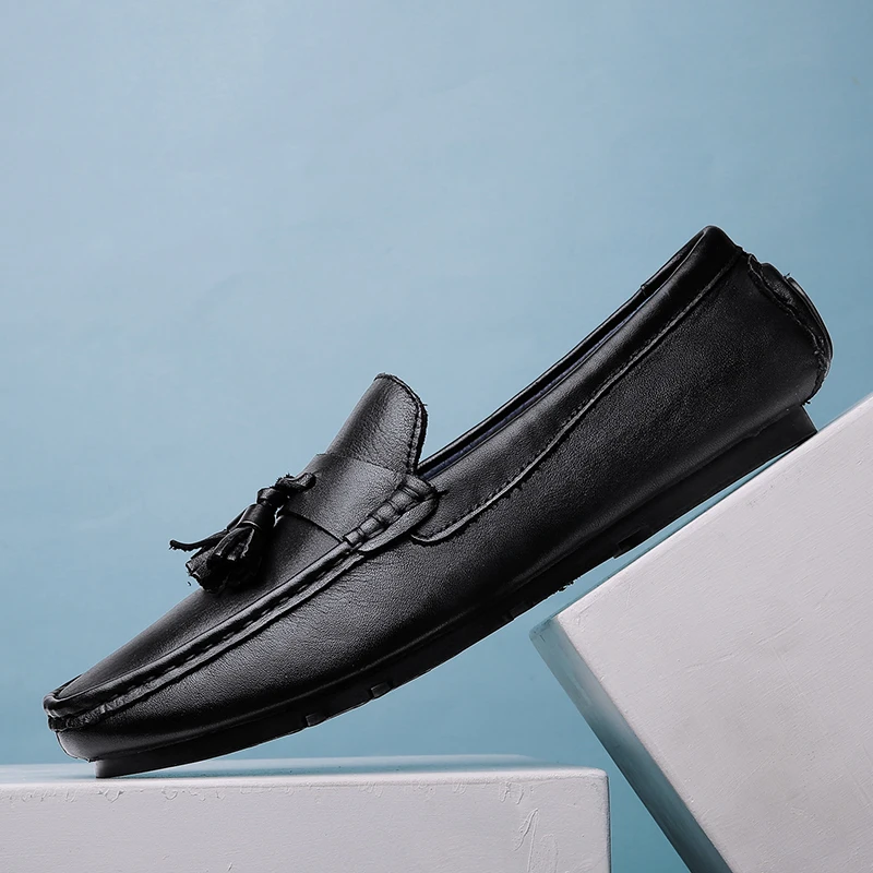 

Men's Casual Shoes outdoor Luxury Brand genuine Leather Italian Loafers shoes Autumn Men Moccasins Slip on Boat Shoes j3