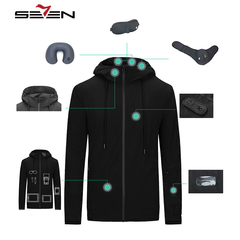 Seven7 бренд Smart Parkas Мужская мода путешествия мужские парки Smart теплое пальто многоцелевой маска для глаз сумка 113K20420