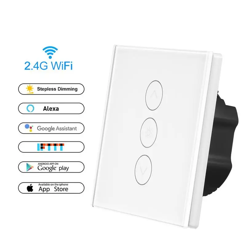 США/ЕС Стандартный умный светильник Диммер в настенный сенсорный выключатель Управление WiFi светильник переключатель работы с Alexa Google Assistant 100 V-240 V