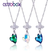 

Glass Rhinestones Skew Heart Necklace Women Crystal Glitter Pendants Rhinestone Decoration for Clothing Sweater Necklaces Pendan