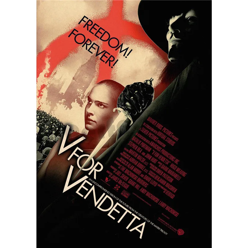 V для Vendetta украшения домашнего интерьера крафт фильм постер Рисование ядро