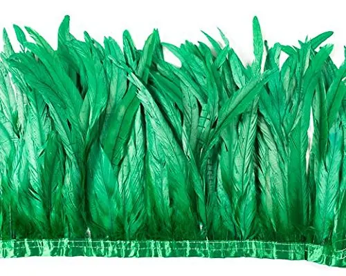 

Rooster Tails Feather, 1 Yard - 10-12" Deep Green Bleached and Dyed Coque Tails Long Feather Trim (Bulk) Headdress, Costume
