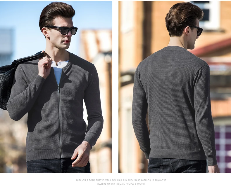 Для мужчин свитера Для мужчин одноцветное Sweatercoat Slim Fit рубашка с длинными рукавами трикотаж тянуть Homme 2019 Весна Новый 38028