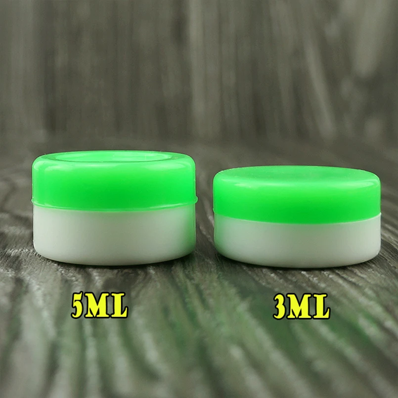 

5ml or 3ml Bho Silicone slick oil Container Dab wax jar with lid and Non-stick Rubber Silicon dab concentrate oil herb Storage