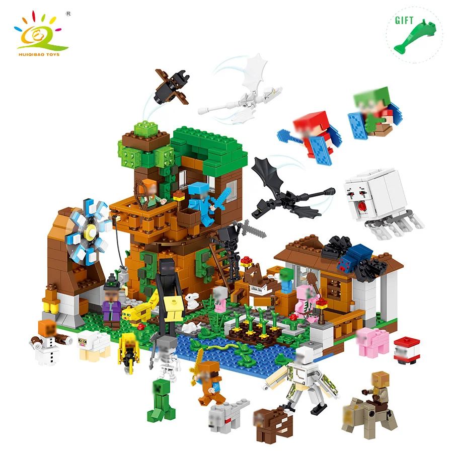 

1007pcs My World Water Castle Mini Dragons Action Figures Building Blocks Compatible Legoed Minecrafted City Toys For Children