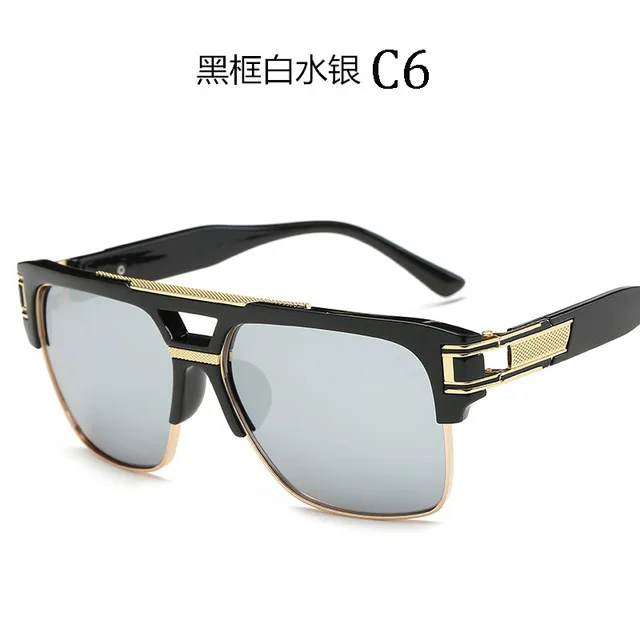 DPZ стимпанк двухлучевые мужские солнцезащитные очки Женские Ретро квадратные MACH высокое качество UV400 Защитные ditaeds солнцезащитные очки - Цвет линз: 6626 C6