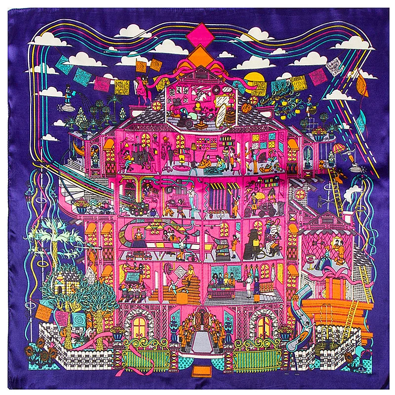 

Hot sale Beautiful silk square scarf 60*60cm Women New Fashion French house pattern high quality Fashion shawl Scarves hijab