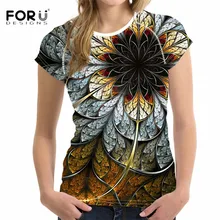 FORUDESIGNS/женские футболки, топы, футболки с 3D цветочным рисунком, женская футболка, женские модные футболки, Vetement Femme, женские футболки, Топ
