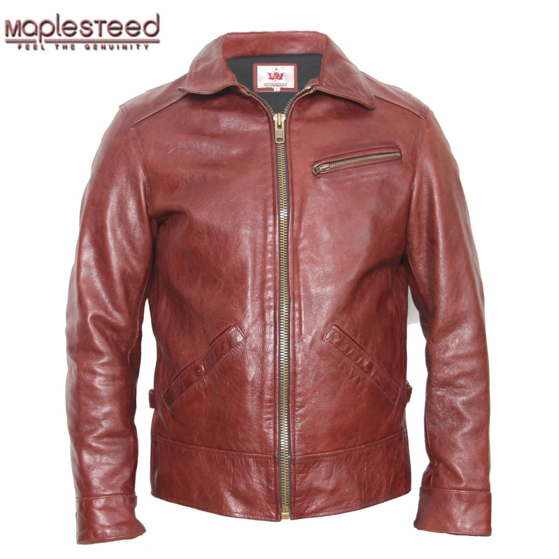 jaqueta de couro vinho masculina