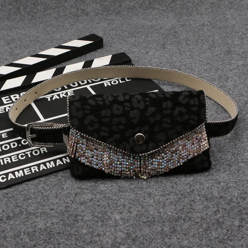 Поясные сумки для женщин 2019 Новая модная леопардовая поясная сумка женская со стразами кисточка поясная сумка удобная поясная сумка