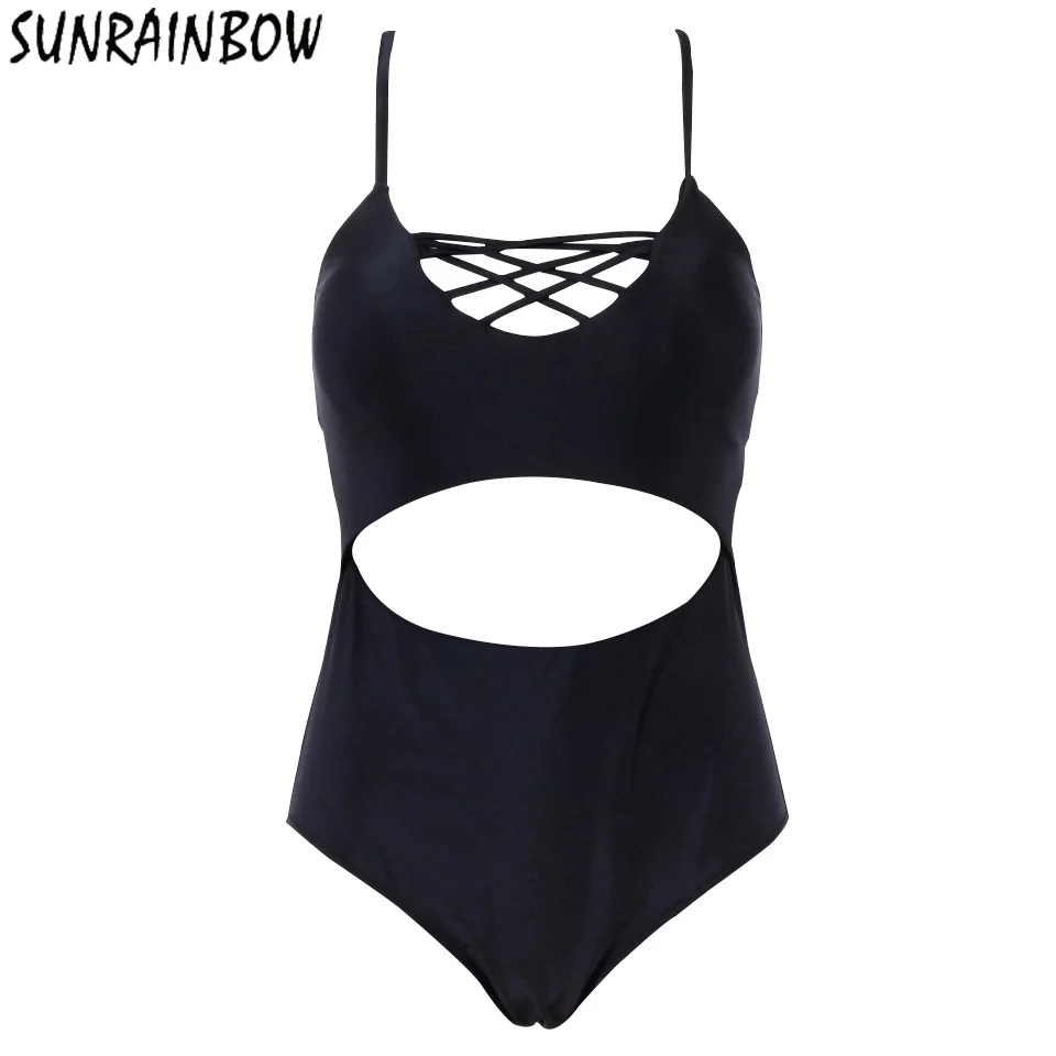 Sunrainbow One Piece Swimsuit Swimwear Women Bodysuit Bathing Suit 2019