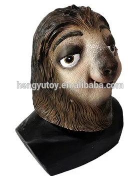 

Party Celebration Fancy Dress Overhead Cosplay Costume Latex Zootopia Sloth Mask for Carnival