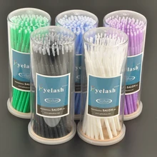 FUZHAN Одноразовые стерилизованные микро ресницы кисти/100 шт белый черный фиолетовый зеленый синий