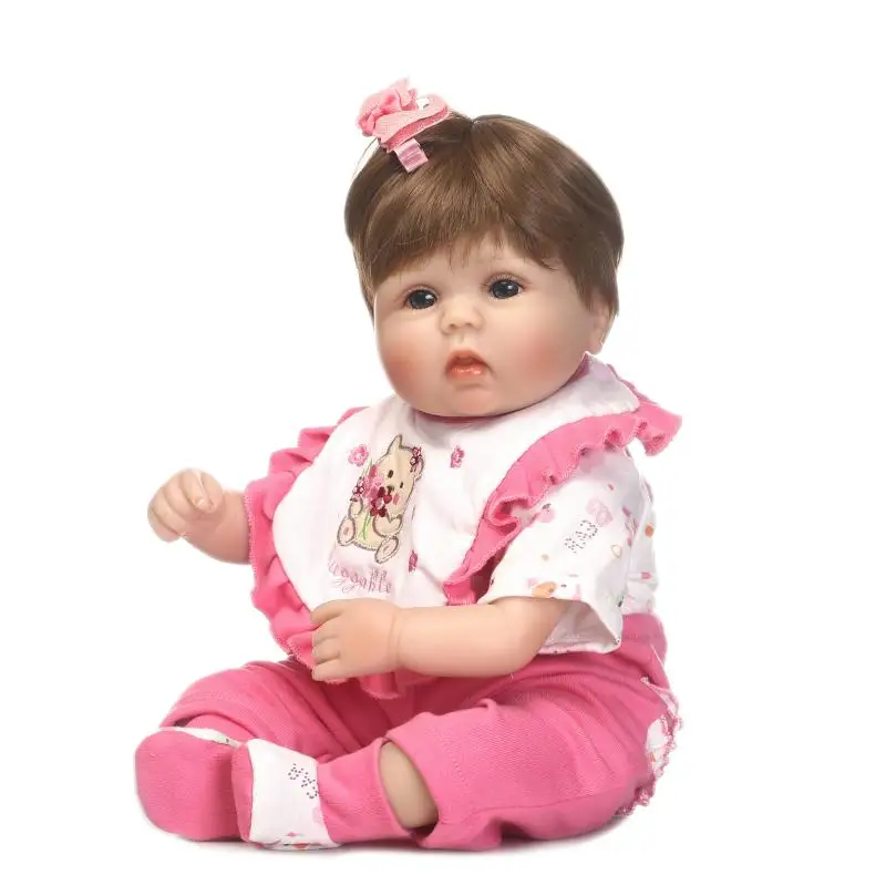 

lifelike 40cm silicone reborn baby doll 18 inches girl Toys Cute npk Bebe Reborn Dolls Cloth body Birthday Gift Girls Brinquedos