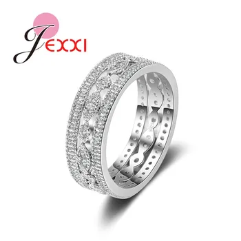 

Hollow Design Women 925 Sterling Silver Wedding Rings Set 3 PCS Top Quality CZ Crystal Girls Lower Price Hot sale