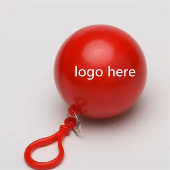 

Logo Printed 100pcs/lot Portable Disposable Raincoat Ball Plastic Rainwear Travel Emergency Rain Poncho Disposable Keyring Ball