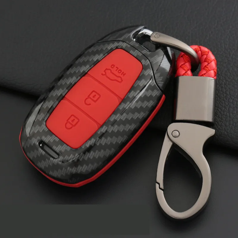 ABS-Carbon-Fiber-Shell-Silicone-Smart-Remote-Fob-Key-Case-Shell-Cover-Carbon-Fiber-Look-For