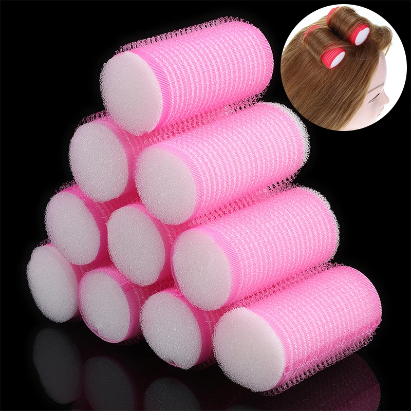 

10pcs/set 3cm Ramdom Color Plastic Self Adhesive Sponge Hair Curlers Curling Magic Rollers Hairdressing DIY Design Pro tools Kit