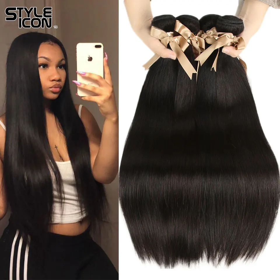 

Styleicon Malaysian Straight Hair Bundles Hair Weaving 3/4 Bundles Human Hair Weave Straight Weaves Natural Color
