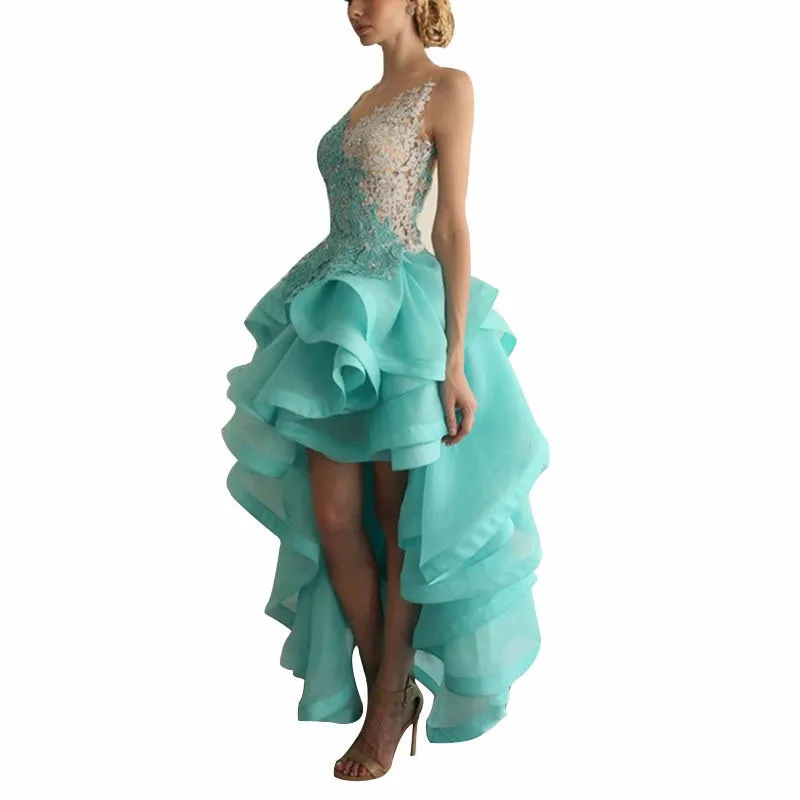 2016-Women-s-Short-Front-Long-Back-Green-Luxury-Cocktail-Dress-Applique-Backless-Asymmetrical-Lotus-Leaf (1)
