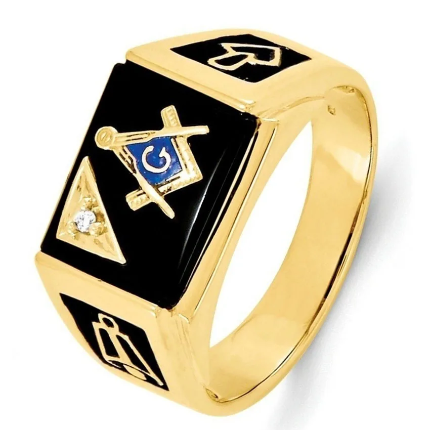 

Vintage Silver Gold Color Men Masonic Ring Casting Enamel AAA Crystal Alloy Freemasonry Masonic Rings For Men Jewelry