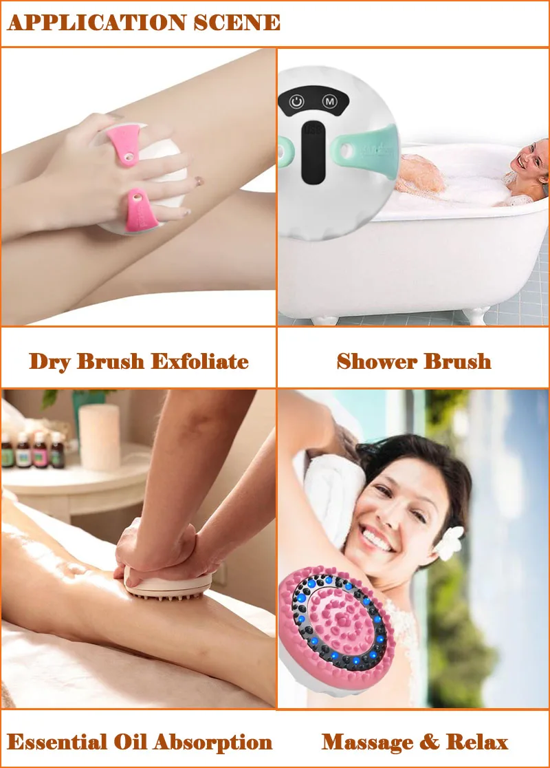 Escova de Massagem Elétrica para Celulite à Prova Escova de Banho Silicone Água Vibração Corpo Massageador Tecido Profundo Massagem Muscular Ferramentas D3d 3d 22 ?6