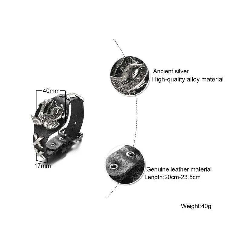 Мужской кожаный браслет для байкеров LIVE TO RIDE стильный регулируемый в стиле хип