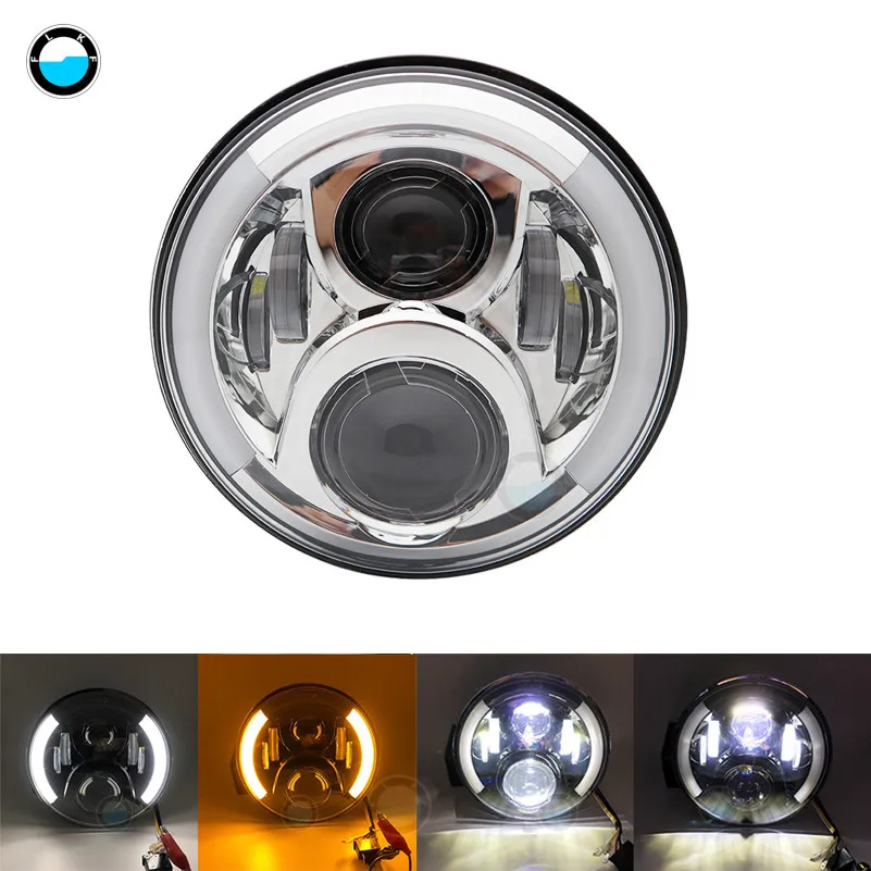 1 pcs chrome light A 7-дюймовый 60 W DOT SAE E9 мотоцикл фары с углом глаза светодиодные фары 7 дюймов корпус лопасти отделка кольцо - Цвет: 1 pcs chrome light A
