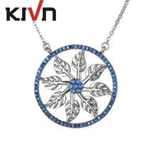 KIVN Fashion Jewelry Leaf Flower Pave CZ Cubic Zirconia Women Girls Bridal Wedding Pendant Necklaces Christmas Birthday Gifts
