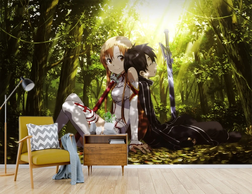 自己粘着 3dソードアートオンライン177日本アニメ壁紙壁画壁印刷デカール壁の壁画 Wallpapers Aliexpress
