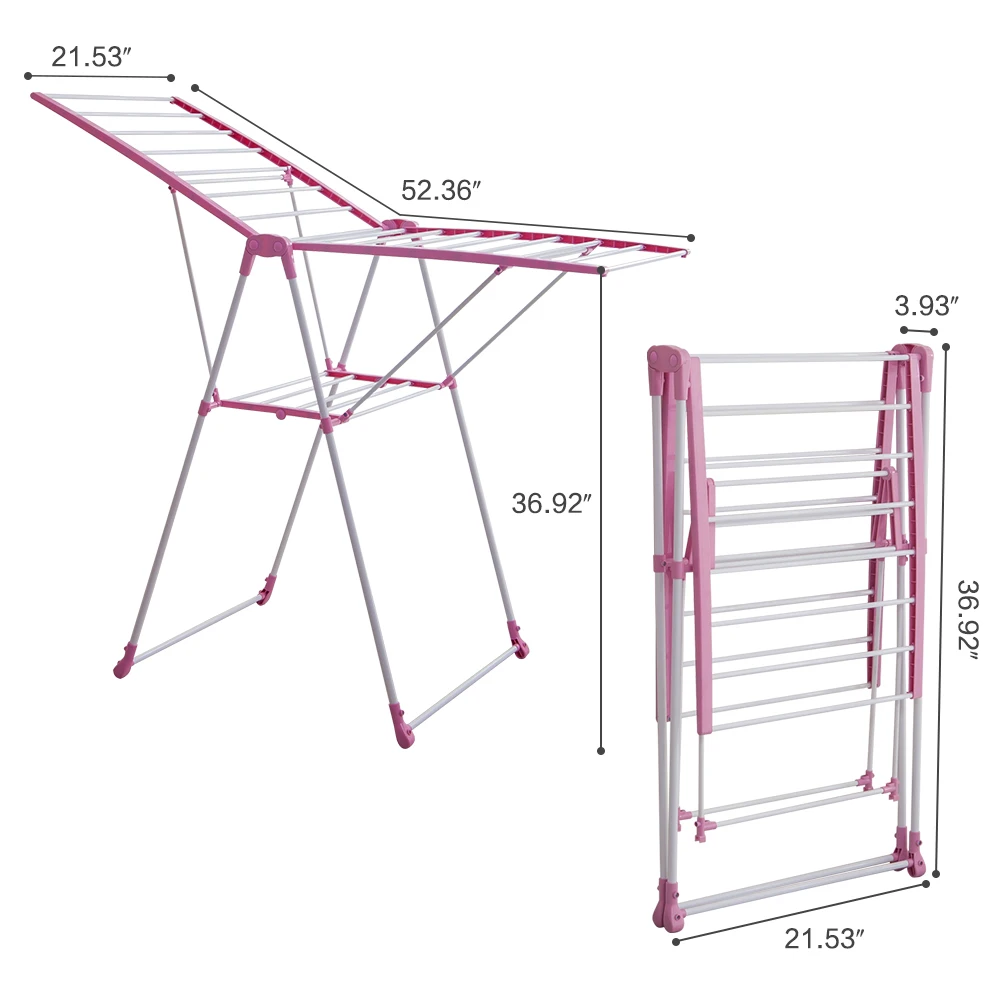 BYN портативный металлический складной стеллаж для одежды в форме крыла, полотенец, Стёганое одеяло, сушилка для белья, сушилка для обуви DQ5020 розовый